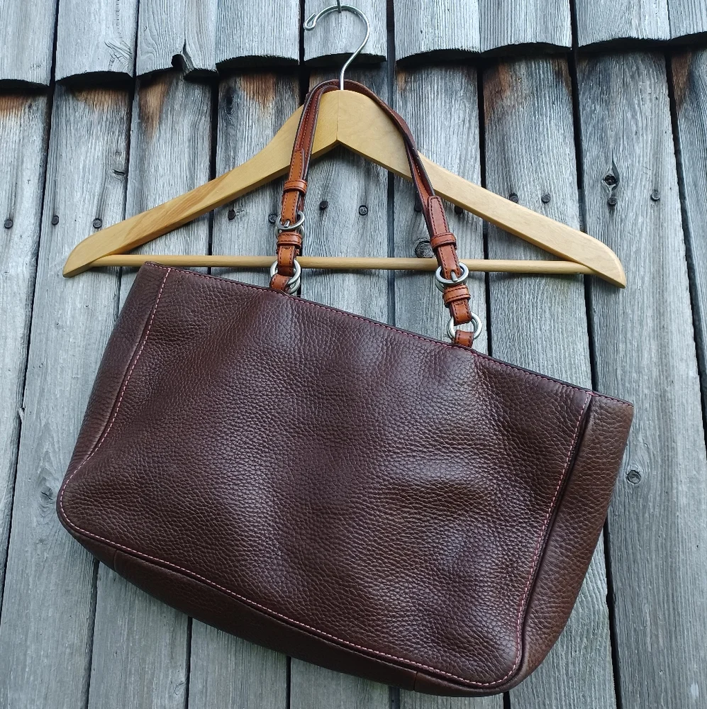 Vintage Y2k Coach Chelsea shoulder bag brown pink cowhide leather & hangtag